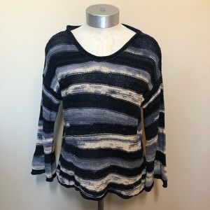 UO ecote striped Avery flare sleeve sweater eclectic knit